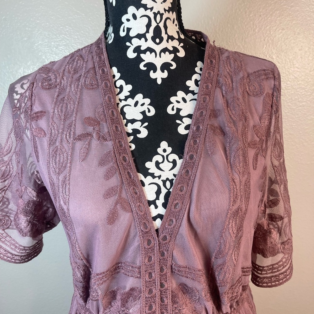 Boho Elegant Mauve Lace Dress​​​ Size M - Picture 2 of 12